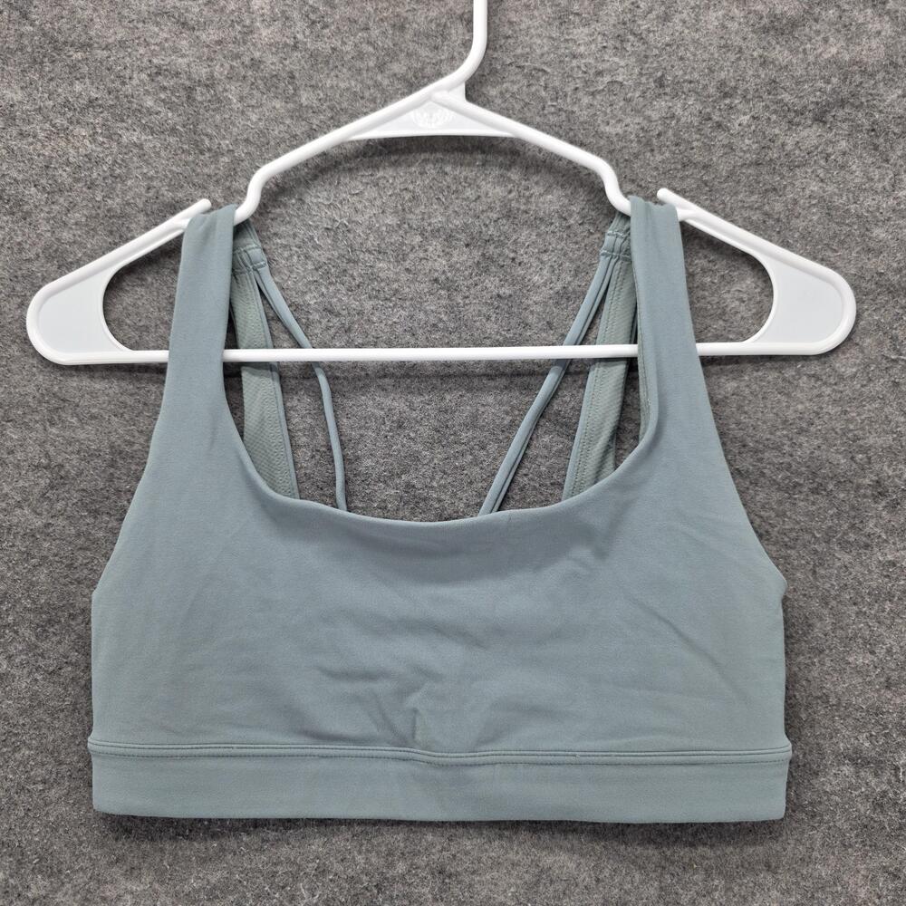 Athleta Sports Bra Womens S Green Strappy Crossback Mesh Lined Tagless Athletic